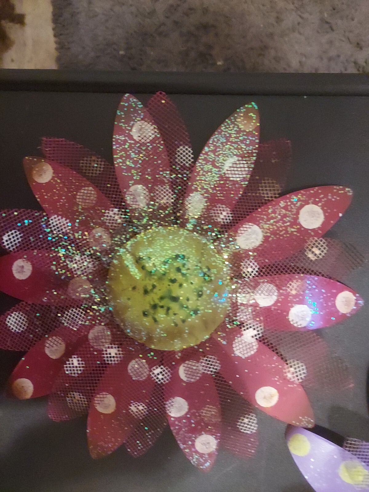 Metal Wall Art-Colorful Flowers Decor-3 Pieces-Medium Size-Red, Purple, Orange