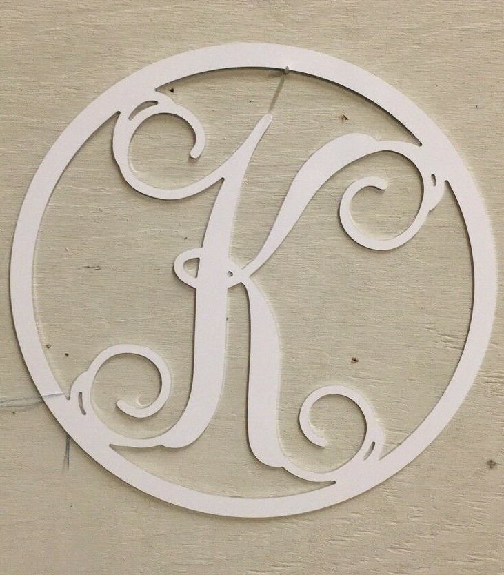 Metal Art Vine Monogram Custom Letter Black or White 12″ 16″ 24″ Metal Art
