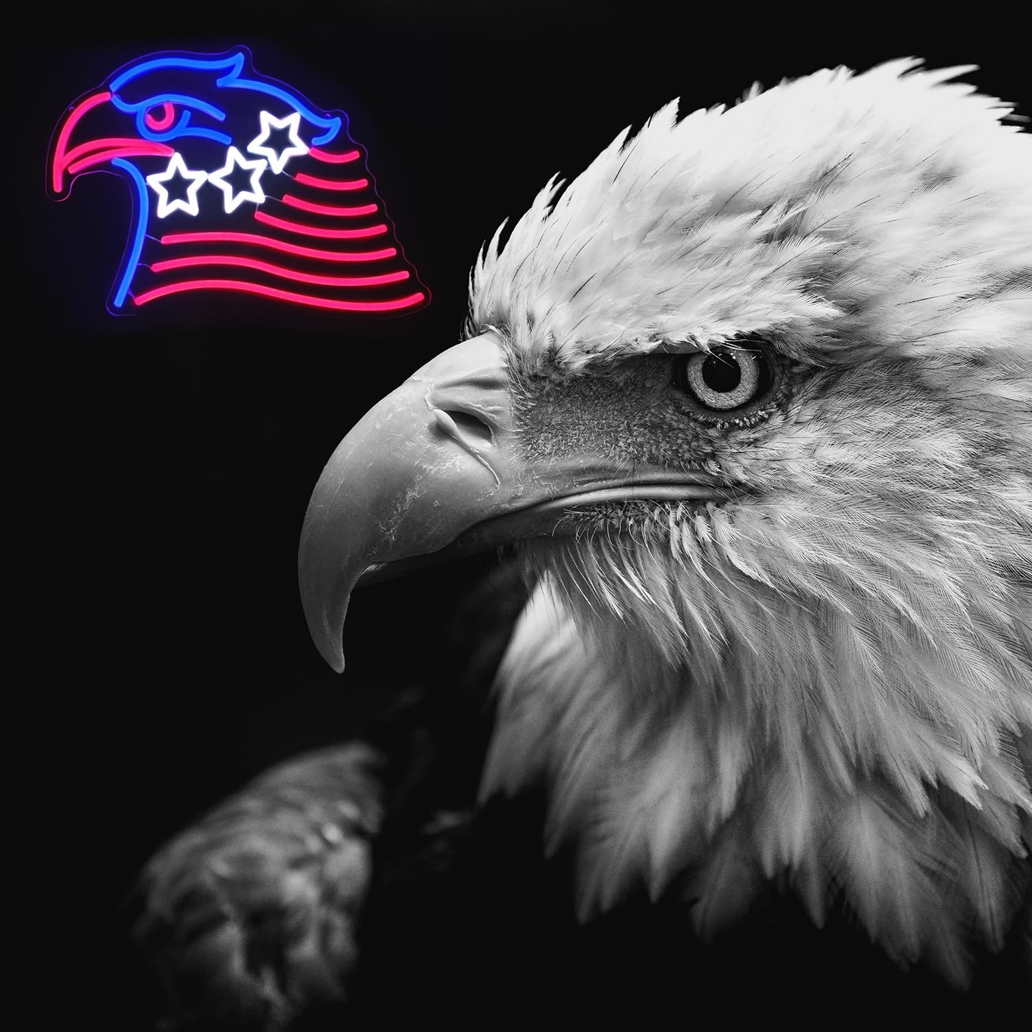 Patriotic Eagle Neon Sign – USA Flag LED Wall Decor for 4th of July, Memorial Da