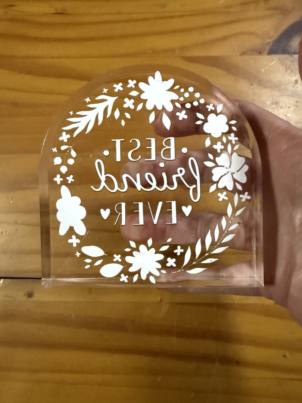 Inspirational Floral Acrylic Plaque Best Friends Glossy Decor Gift 4×4”