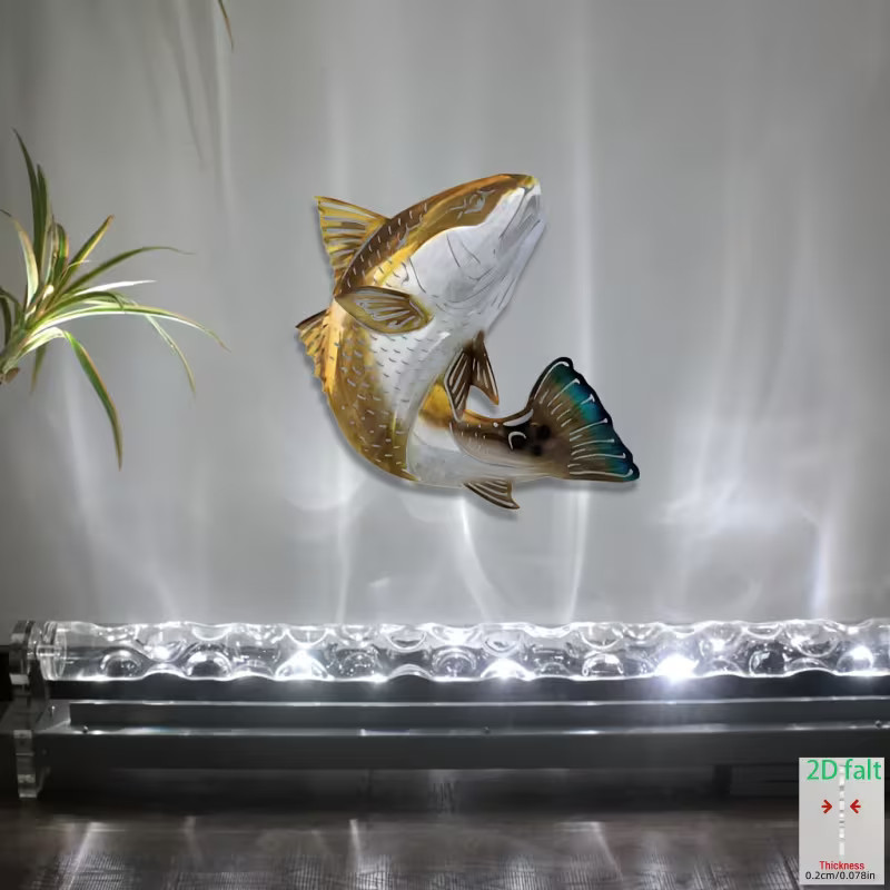 Redfish Metal Wall Decor Indoor Outdoor Fishing Wall Art Red Fish Sculpture Sign