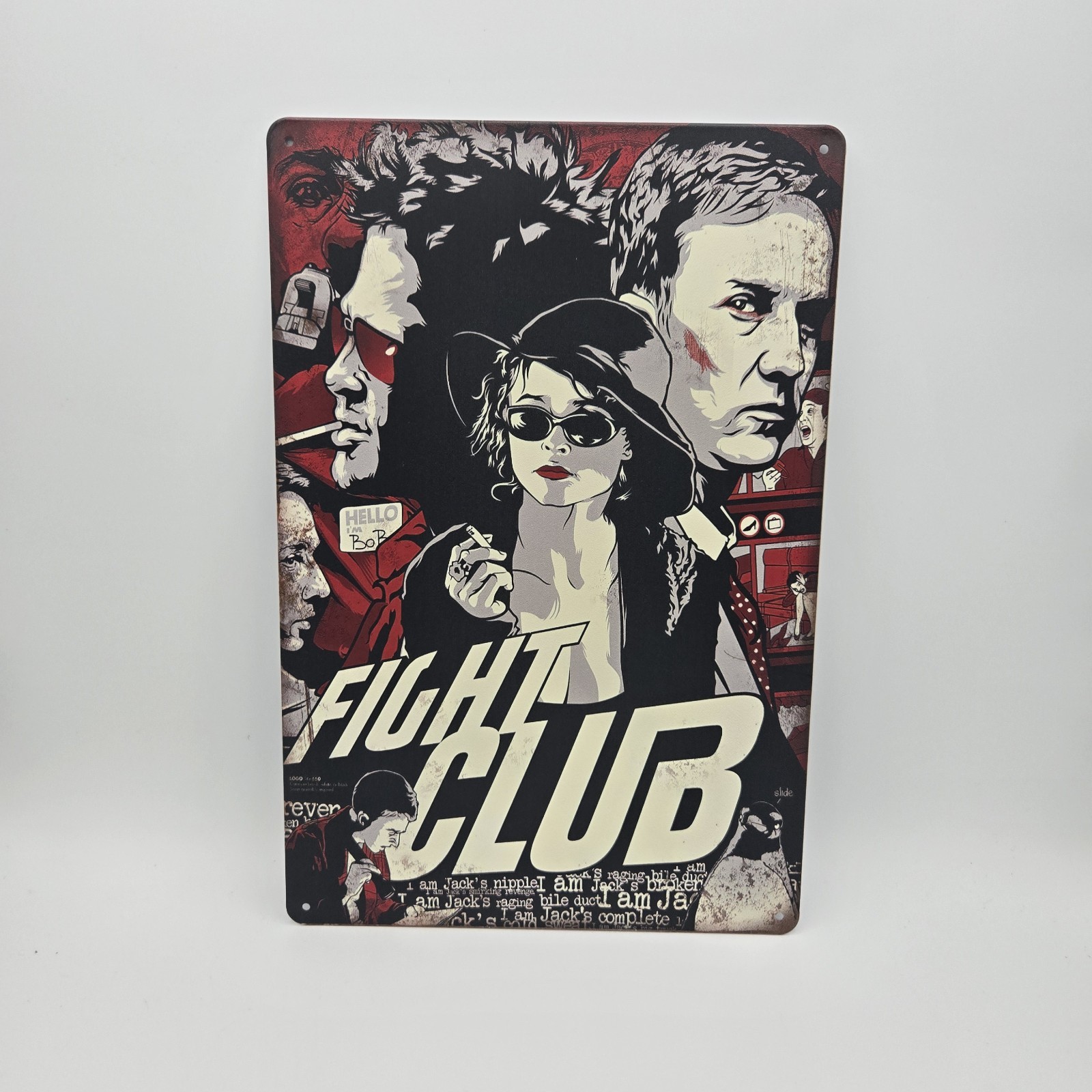 Vintage 90s Fight Club Metal Sign Retro Brad Pitt Film Tin Sign Poster 12×8