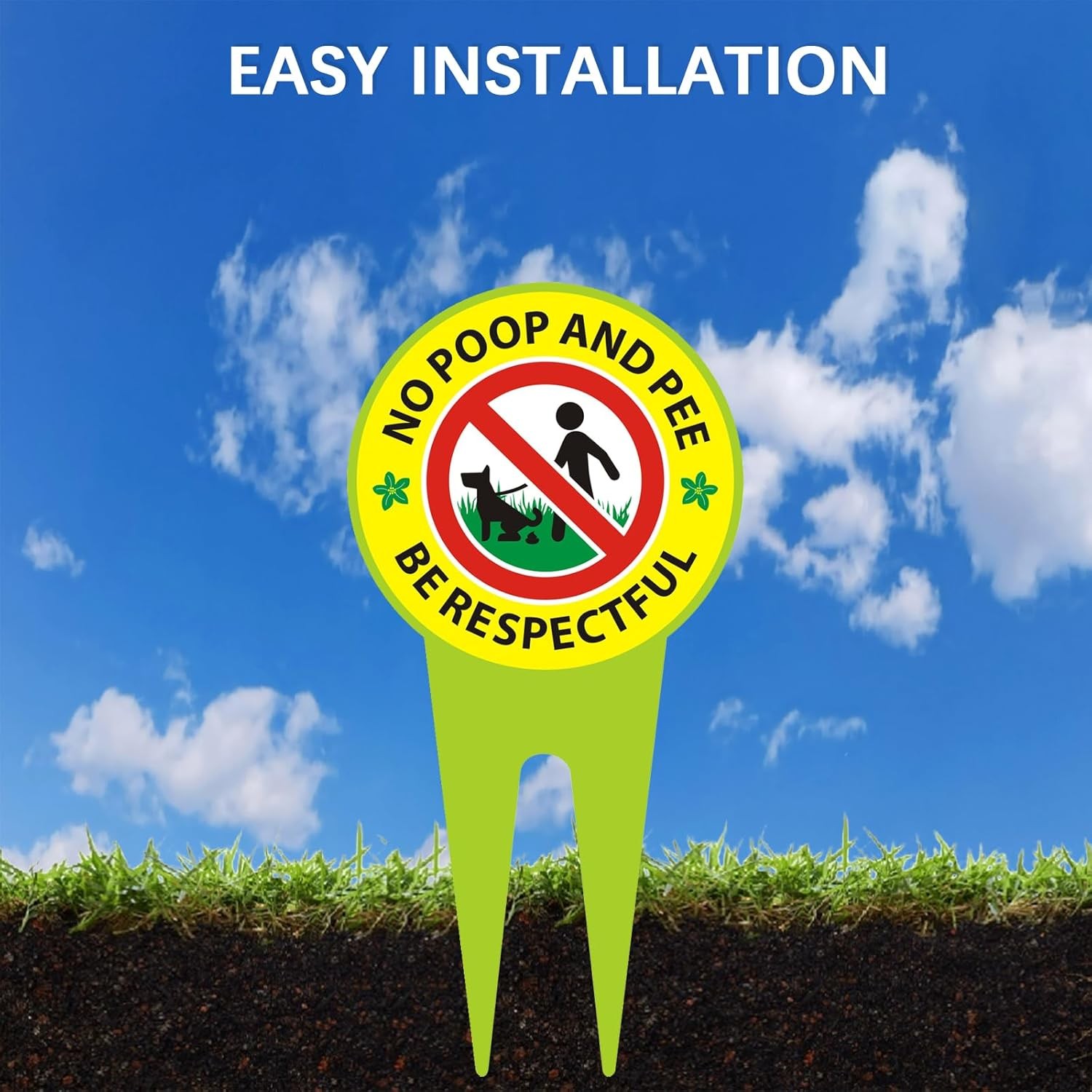 2 Pack No Dog Poop Sign Double Sided Be Respectful Lawn Yard Warning Outdoor