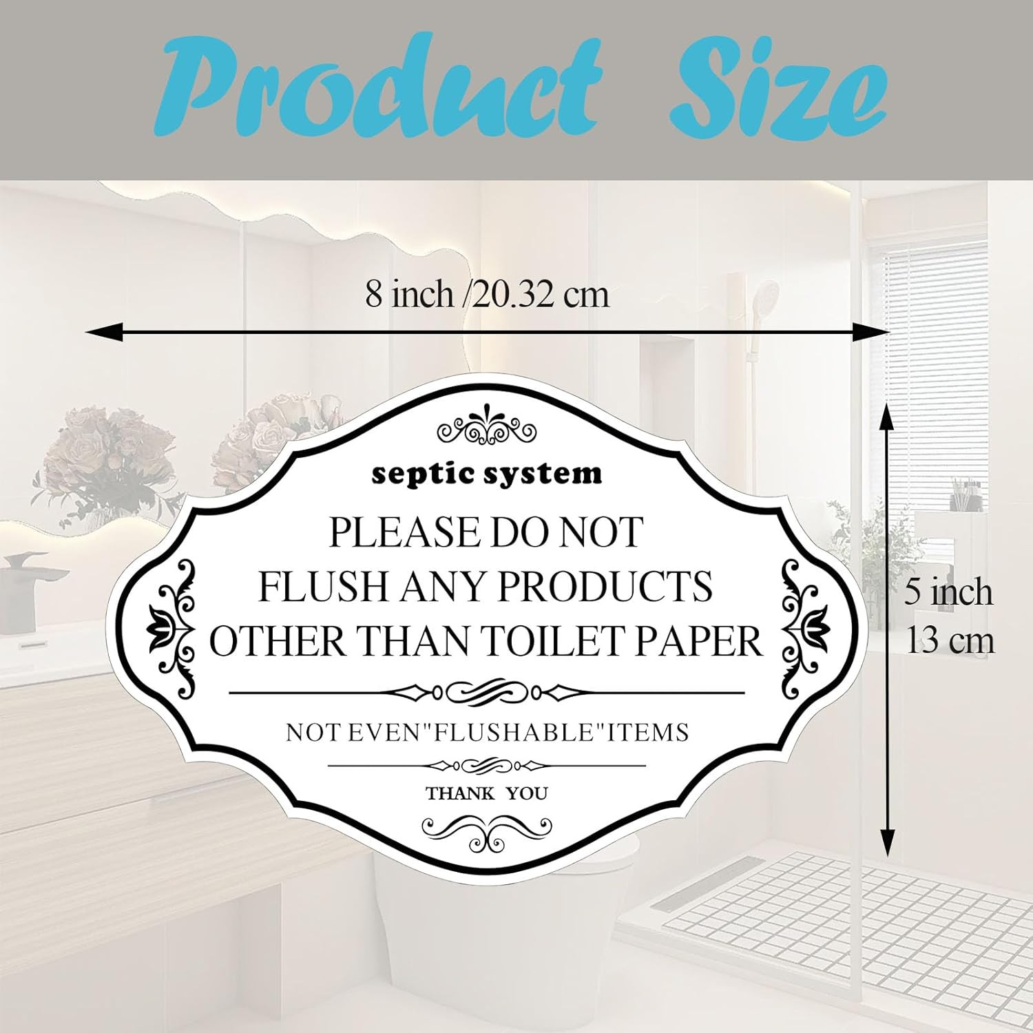 2Pcs Septic System Bathroom Sign, Do Not Flush Rules white-2pcs