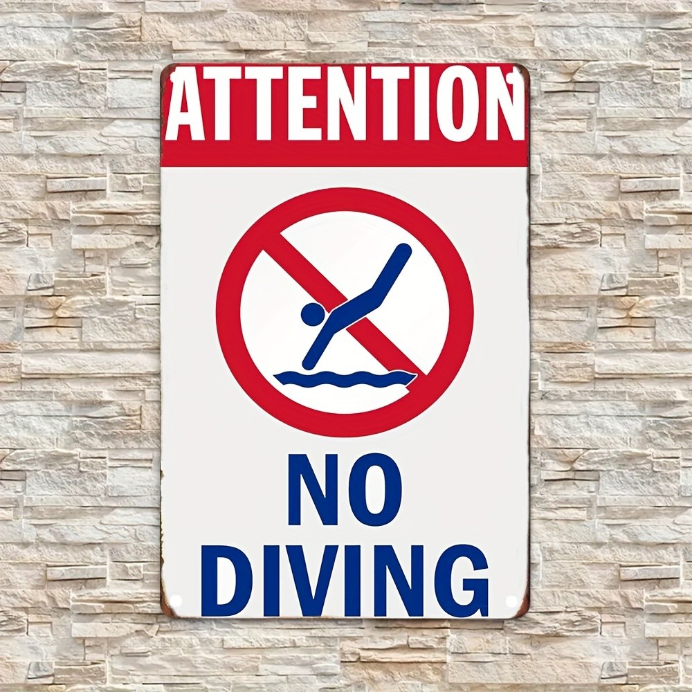 “Caution – No Diving” Rectangular Iron Sign