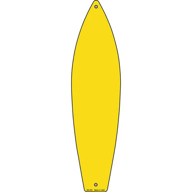Yellow Solid Metal Surfboard Sign 23″x6″ Plaque Home Door Garage Wall