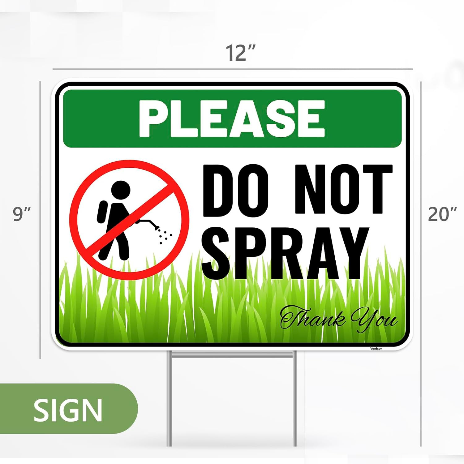 2PC Do Not Spray Sign with Metal Stakes, 12″X9″ – Corrugated Plastic – Outdoor N