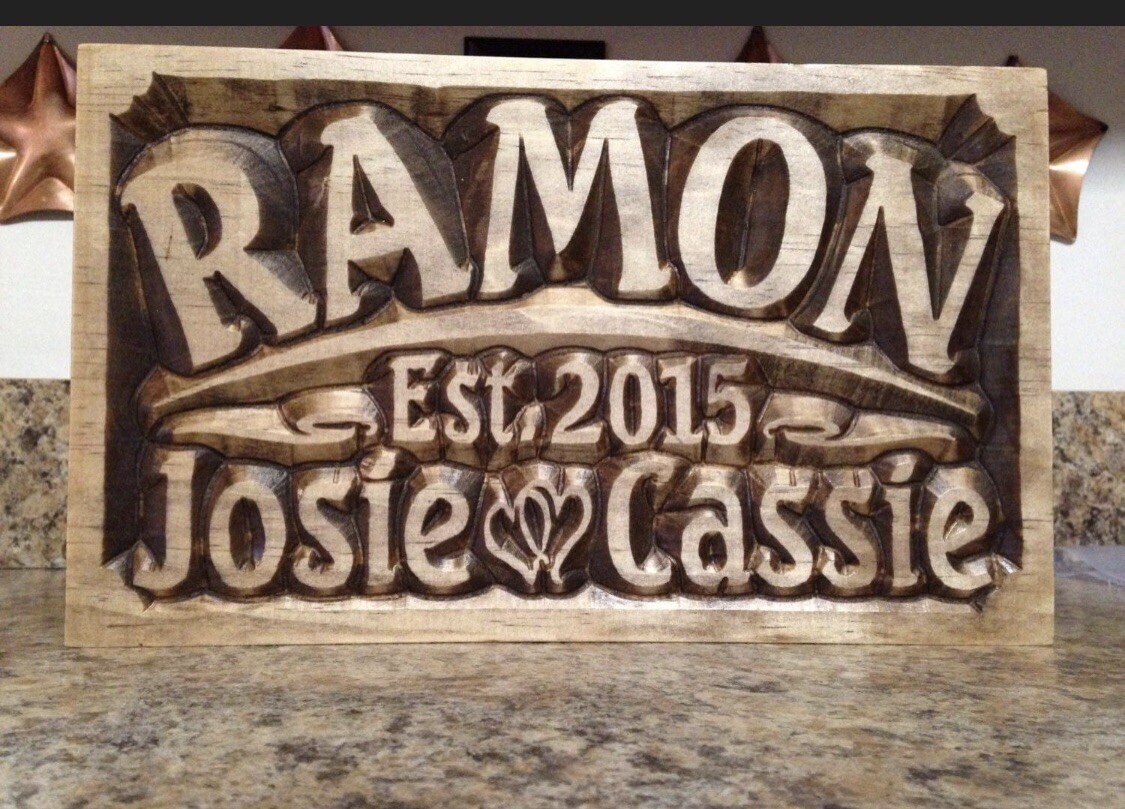 Personalized Wedding Gift Family Name Signs Carved Custom Wooden Sign Last Name