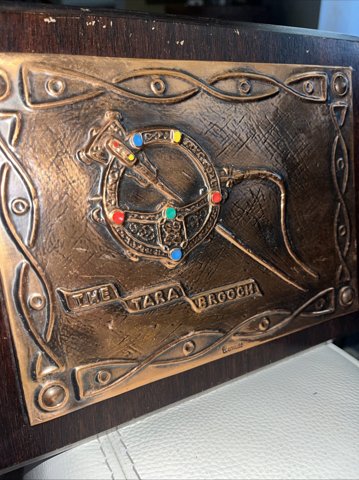 VTG 8”x10” Irish Handmade Copper Sign Plaque “The Tara Brooch” W/Label Rathbanna