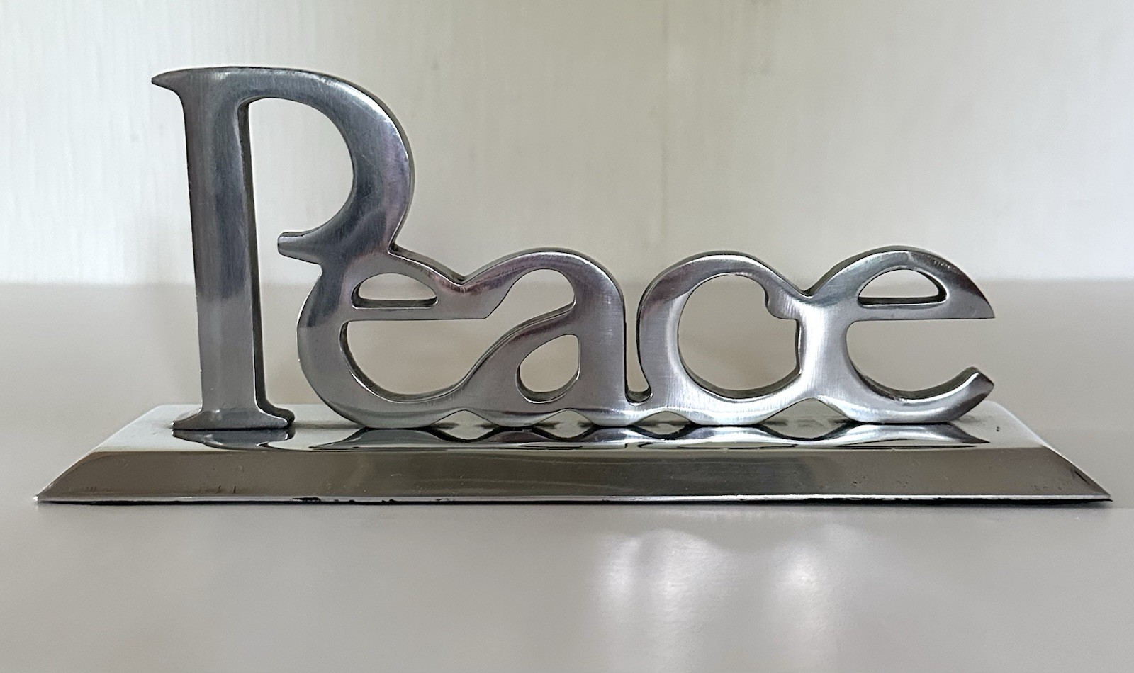 Silver Tone Metal 3D Freestanding Letters Love Peace Faith 3Piece Word Decor Set