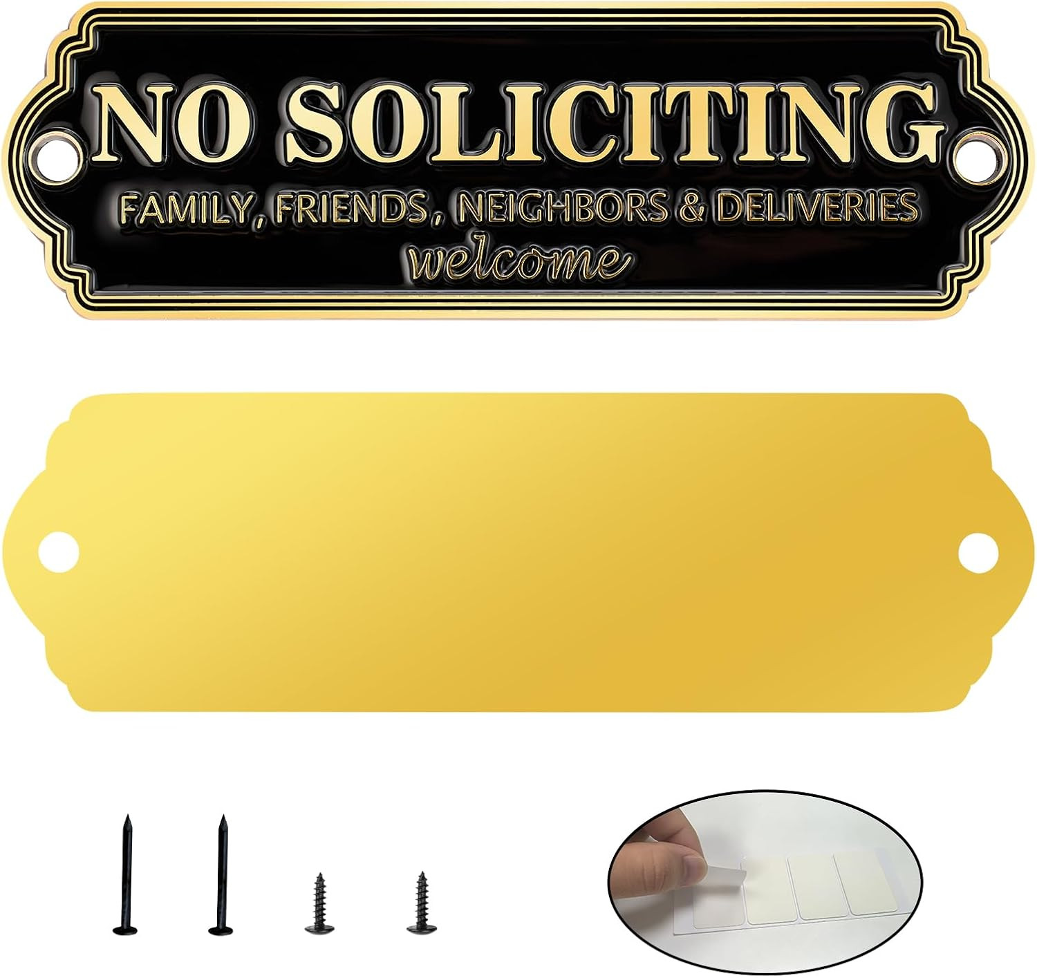 Brass No Soliciting Sign – Elegant No Soliciting Sign for House, Handmade Wall