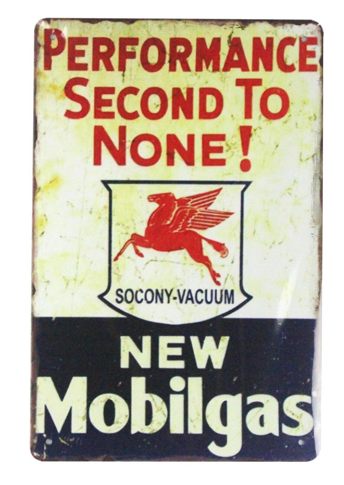 Performance Second To None New Mobilgas pegaus tin metal sign design
