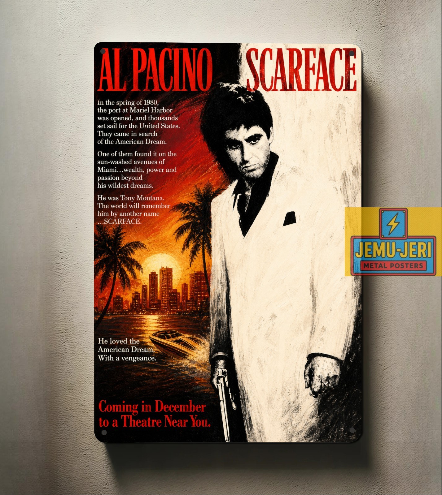 Scarface Al PacinoMovie Metal Poster – Film Collectable Tin Sign – Size 8*12inch