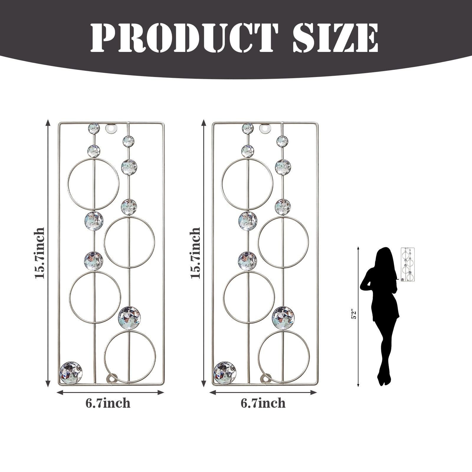 ZEXUIRU 2 Pack Bling Abstract Metal Wall Art Minimalist Line Jeweled Crystal …