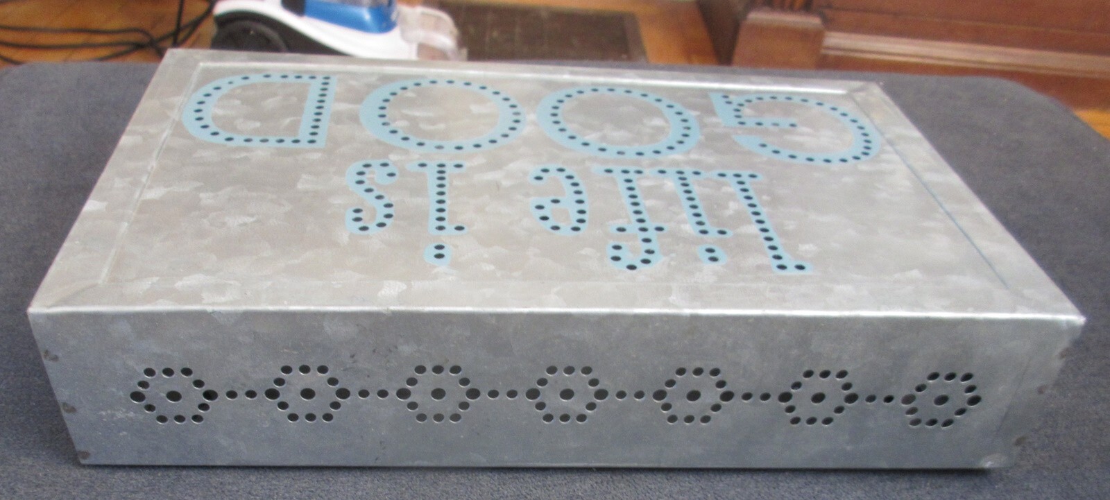 “LIFE IS GOOD” Metal Wall Art with Opening Compartment