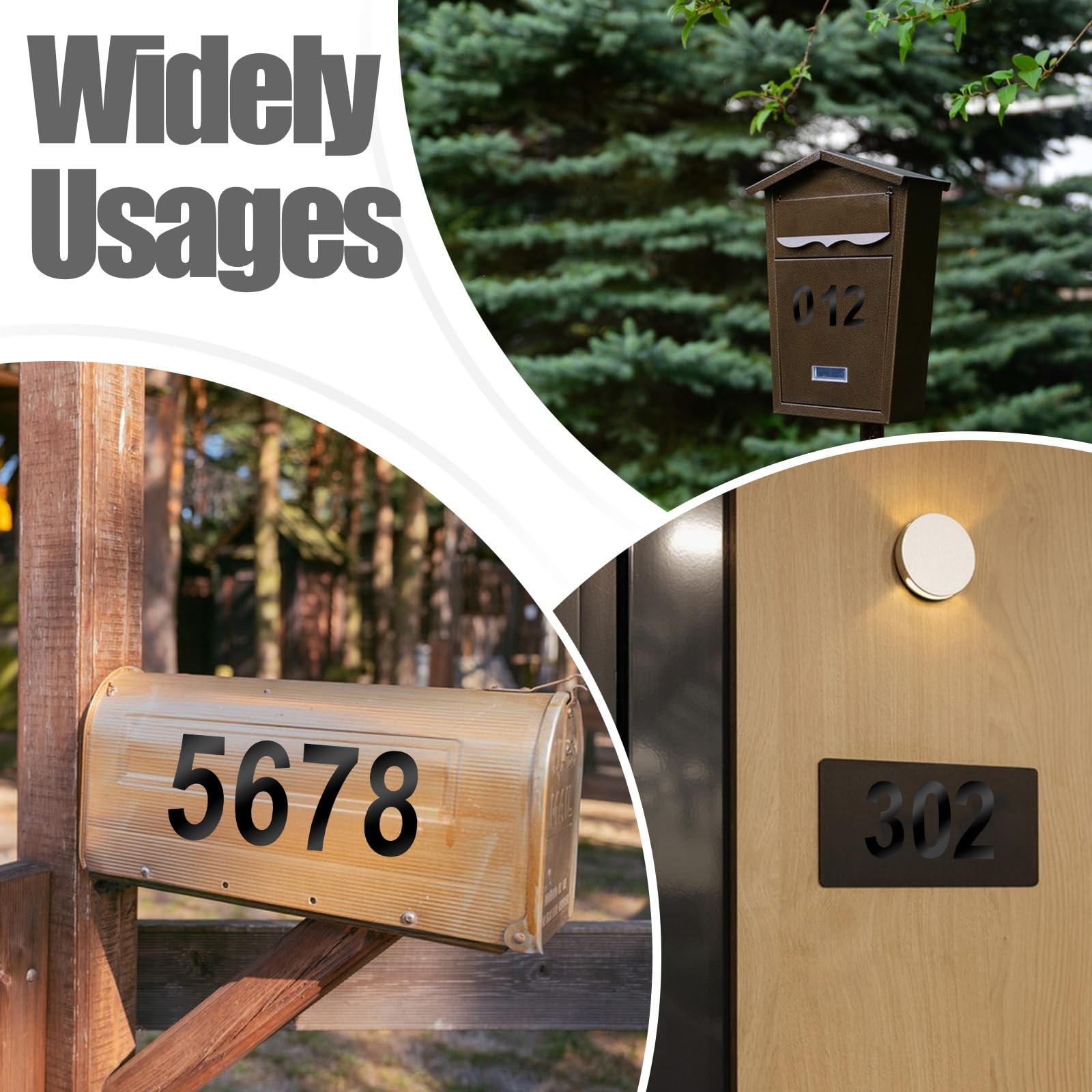 0-9 Reflective Vinyl Mailbox Numbers Stickers for Outside 5 Set Black