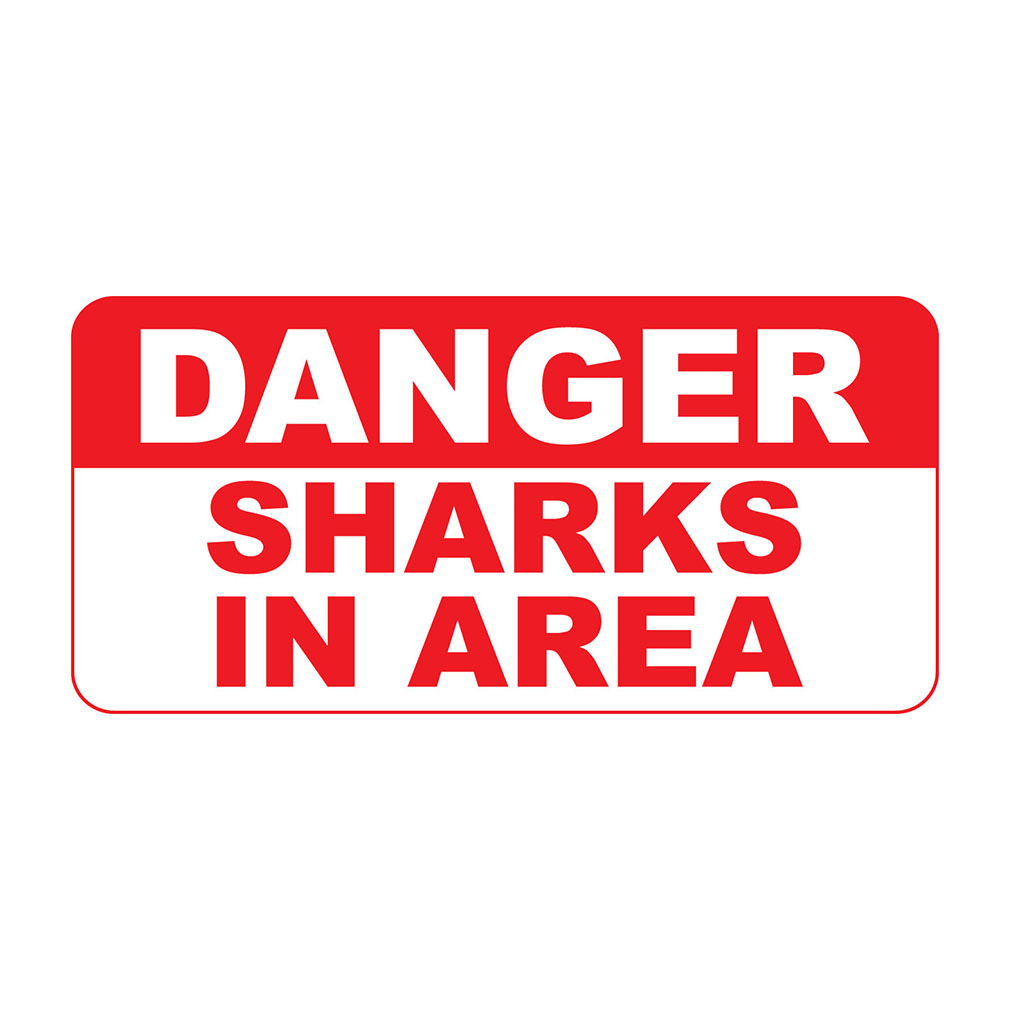 Danger Sharks In Area Retro Vintage Style Metal Sign – 8 In X 12 In With Holes