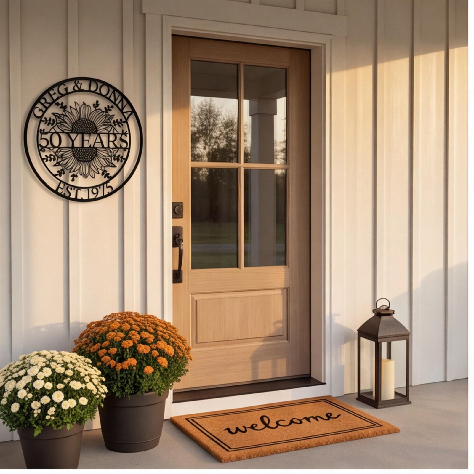 Personalized 50th Anniversary Metal Wall Art, Custom Sunflower Couple Sign