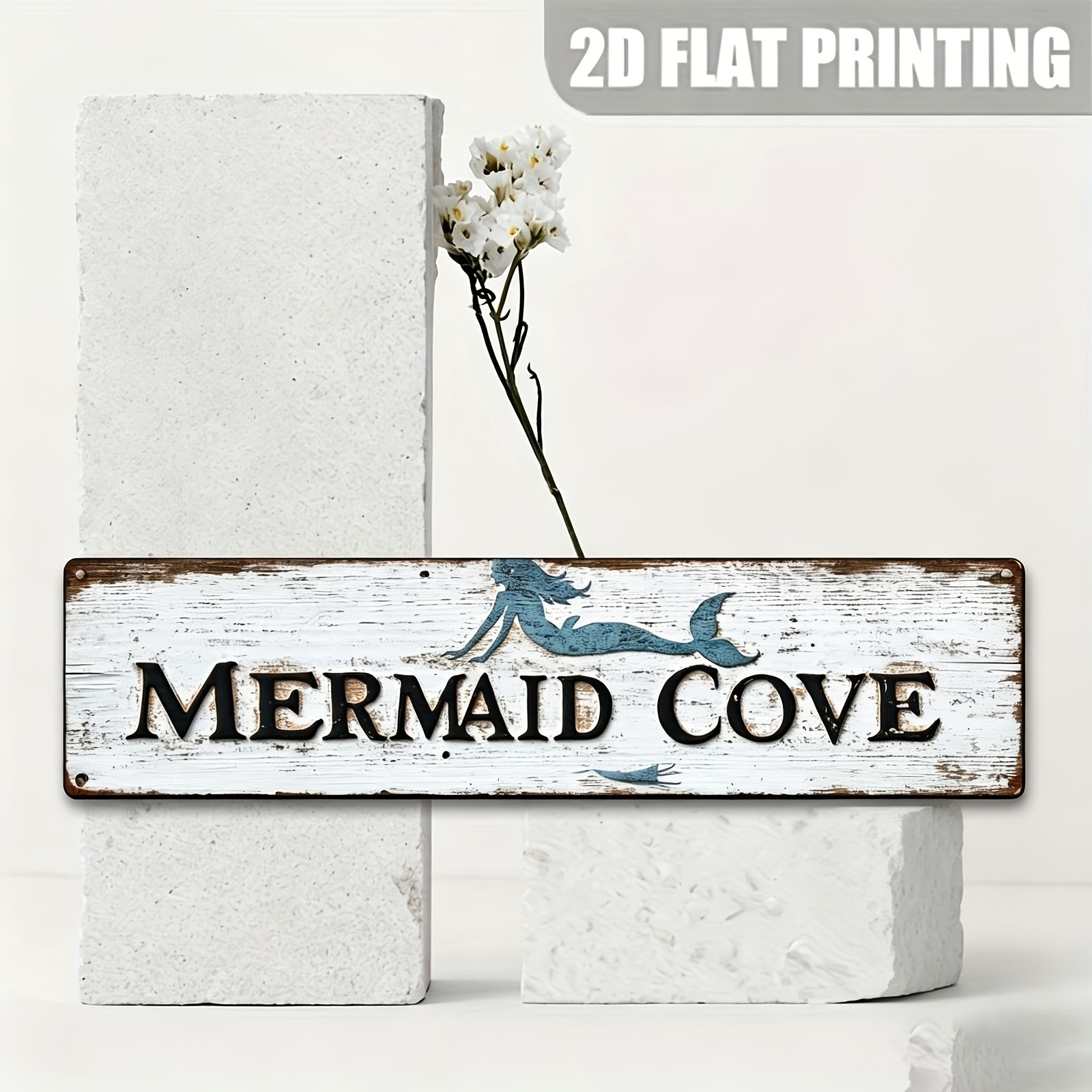 Mermaid Cove Vintage Metal Sign 10x40cm Wall Decor