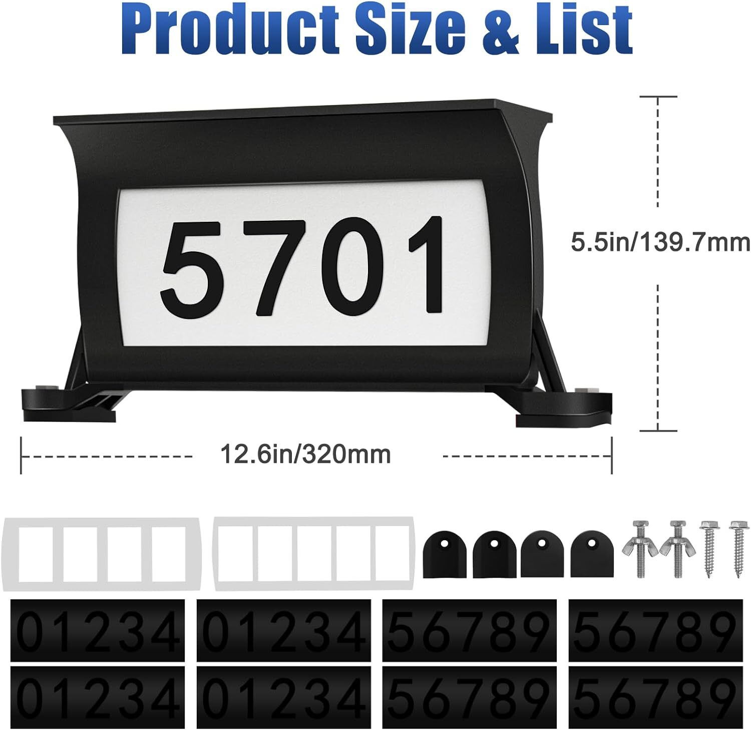 CLAONER Solar Address Sign Mailbox House Number Plaque Double Side 3 Light Color