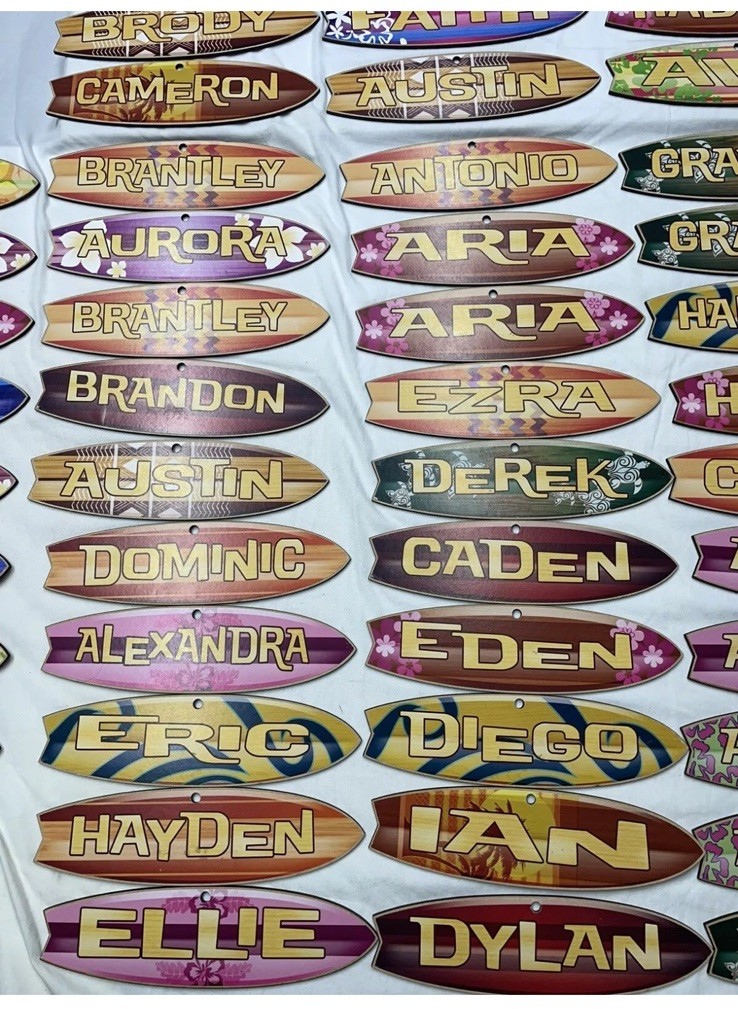 Wood Surfboard Personalized Name Sign 8″ – Pick Your Name! Free Shipping