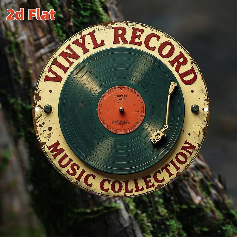 Flat Vintage Vinyl Record Wall Decoration Retro LP 2D metal Music Lovers Sign