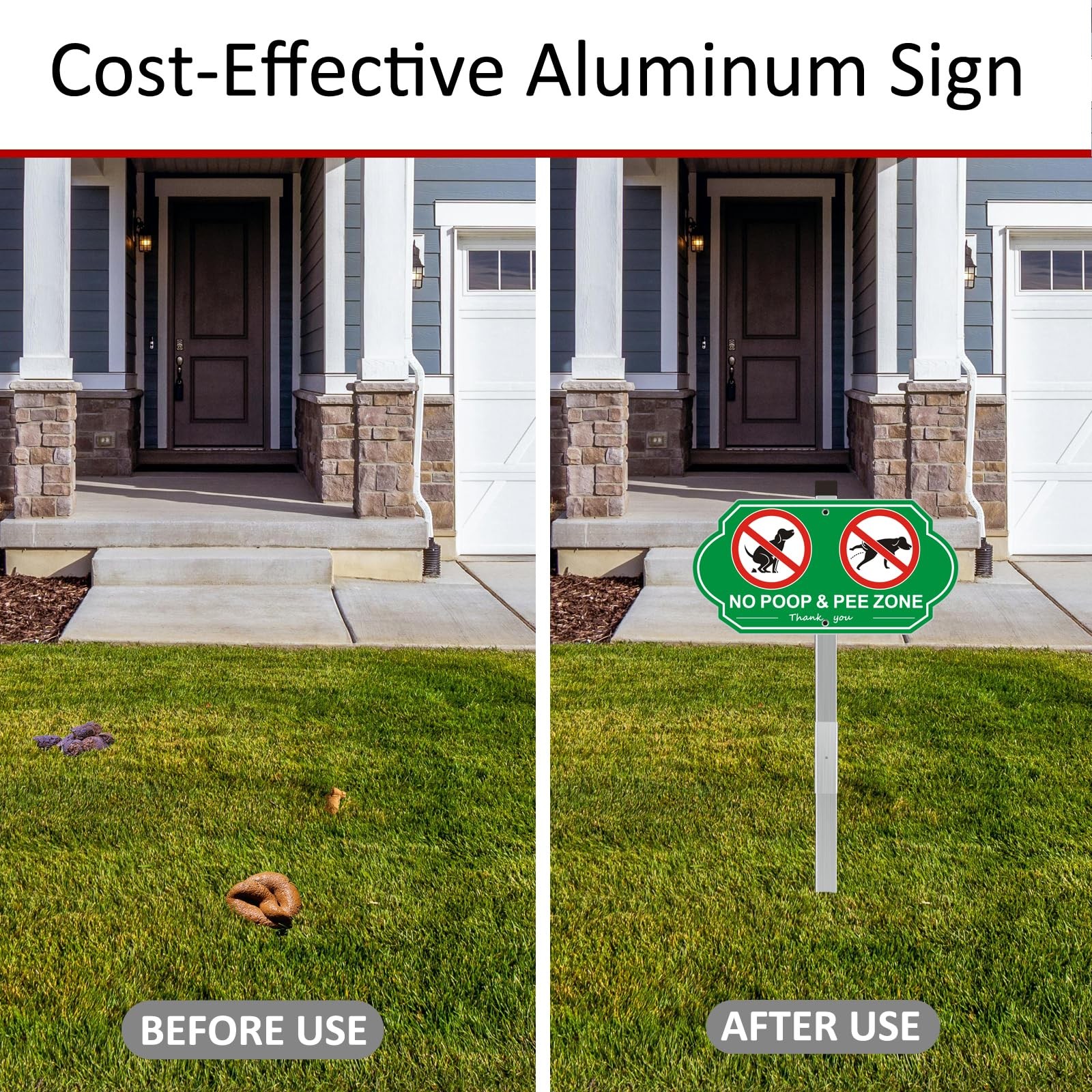 Heavy Duty Aluminum No Dog Poop Signs for Yard, 14″ x 7″ Metal No Poop And Pe…