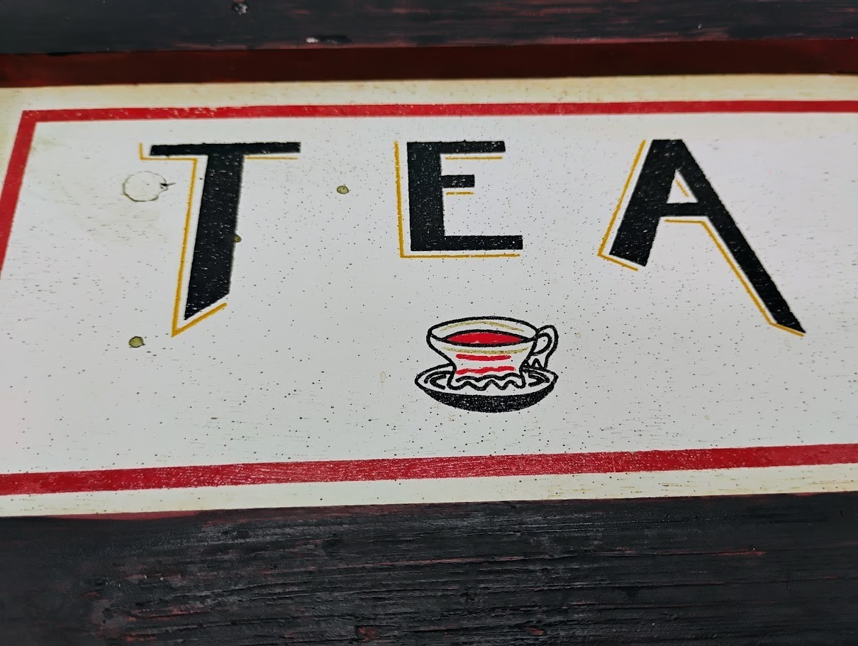 TEA Wooden Sign by Benn Zaricor Rustic Retro Vintage Diner Design Artist Signed