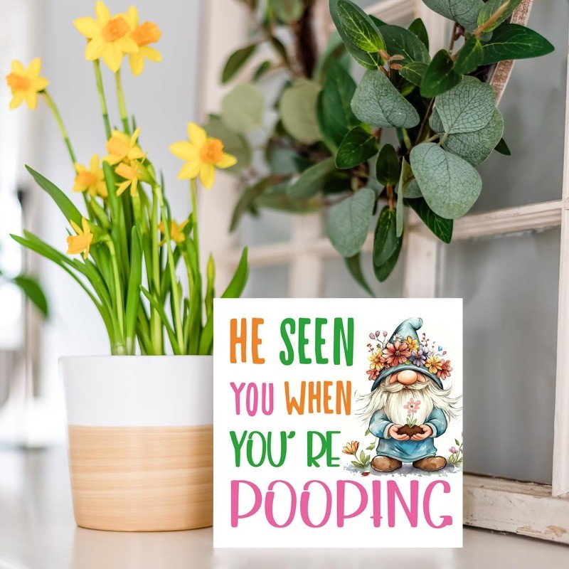 Multicolor Font Wooden Sign Humorous Restroom Farmhouse Tabletop Decor Present