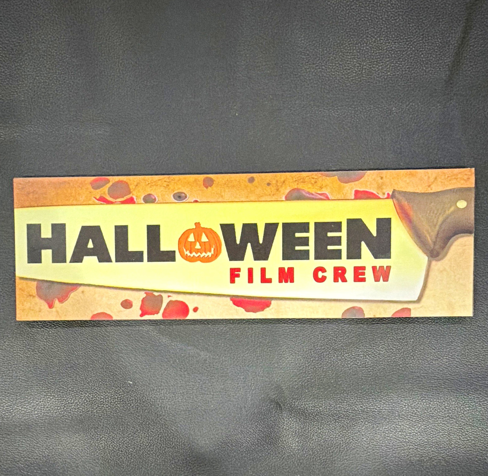 Halloween Film Crew Painted Wood Hanging Wall Sign Plaque 13 x 4 Rectangular