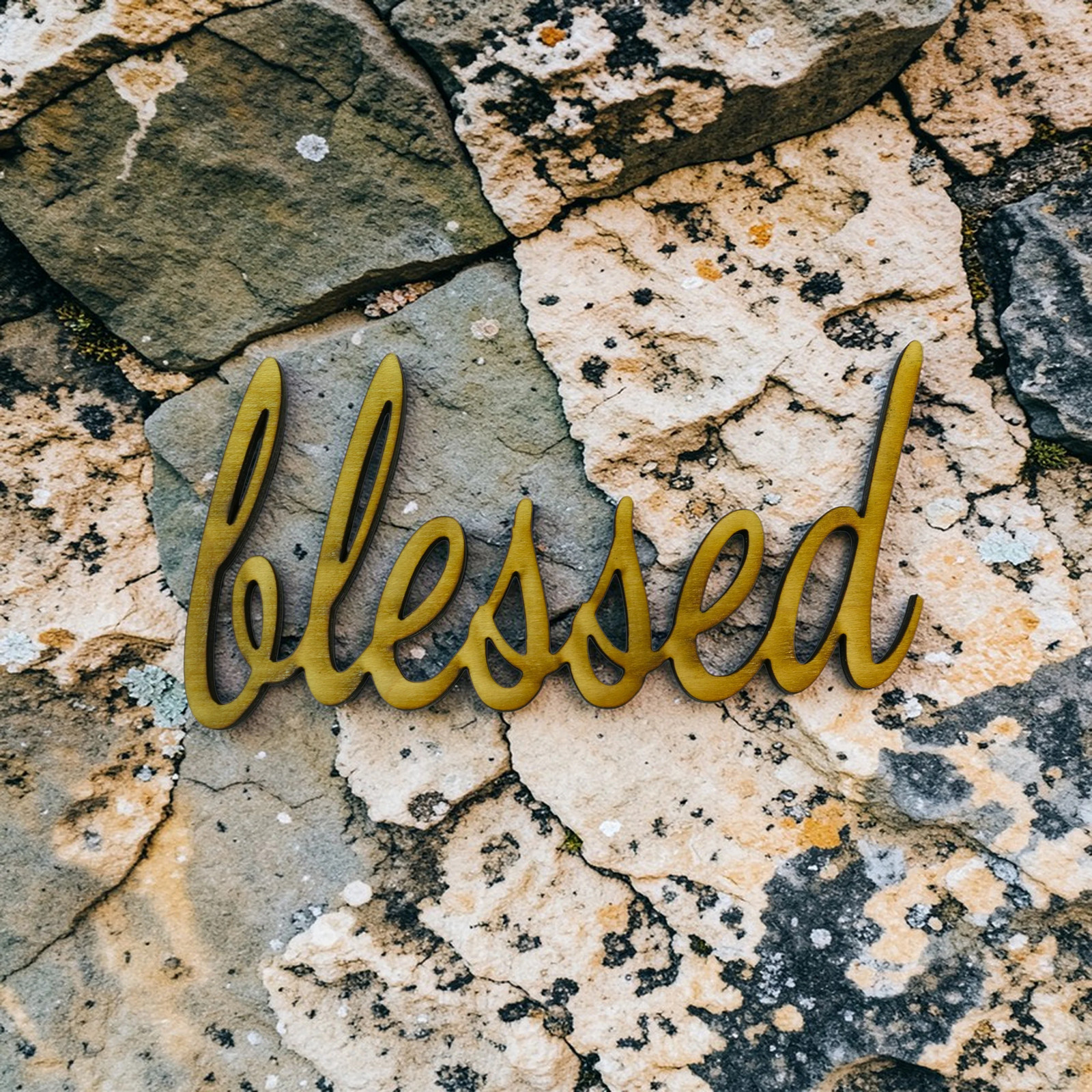 Signs – blessed family faith memories – All 4 – Raw Wood