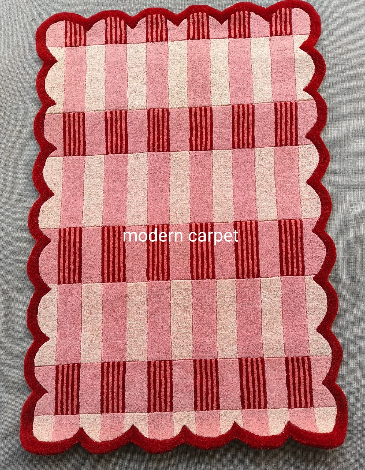 Anthropologie Matilda Goad & Co Light Red Handmade Tufted Woolen Area Rug 8x10ft