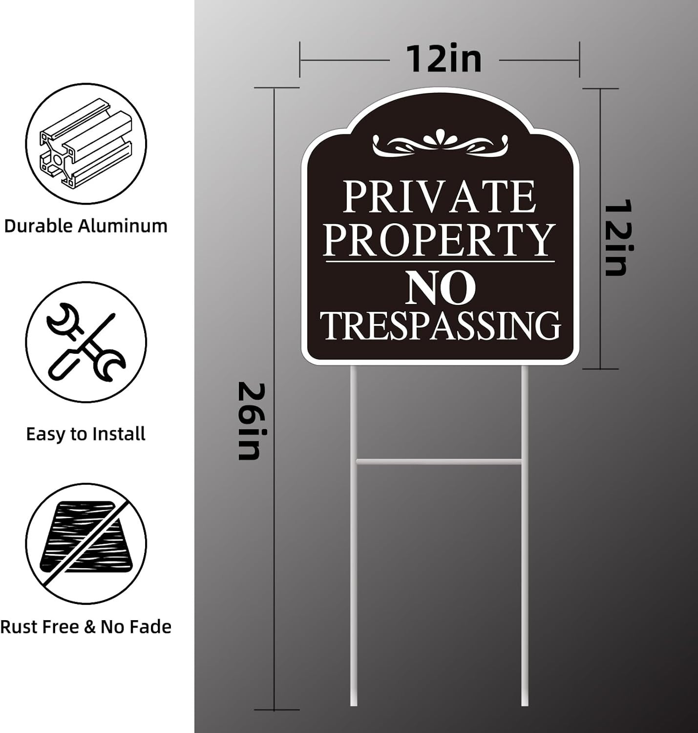 No Trespassing Signs Private Property, Large 2-Pack private property no trespass