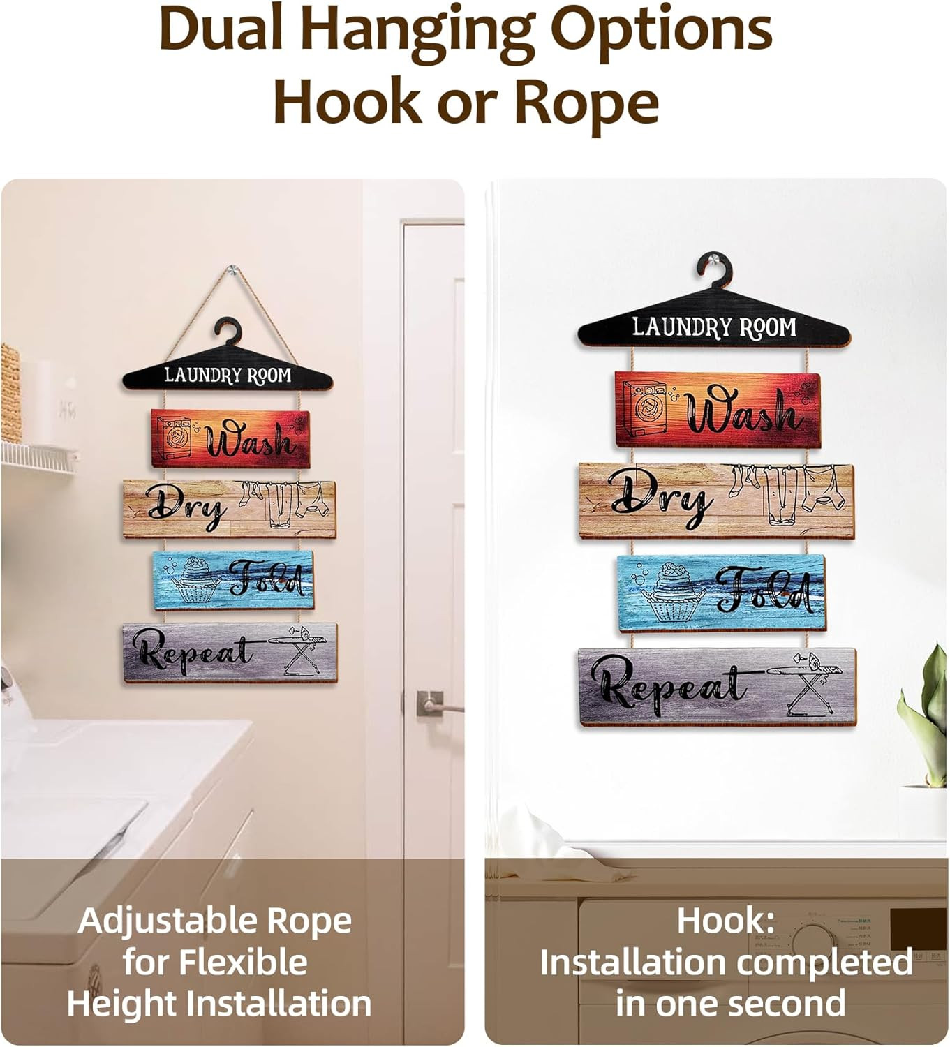 Rustic Laundry Room Decor, Laundry Room Pictures Wall Decor, Wooden Wall Art wit