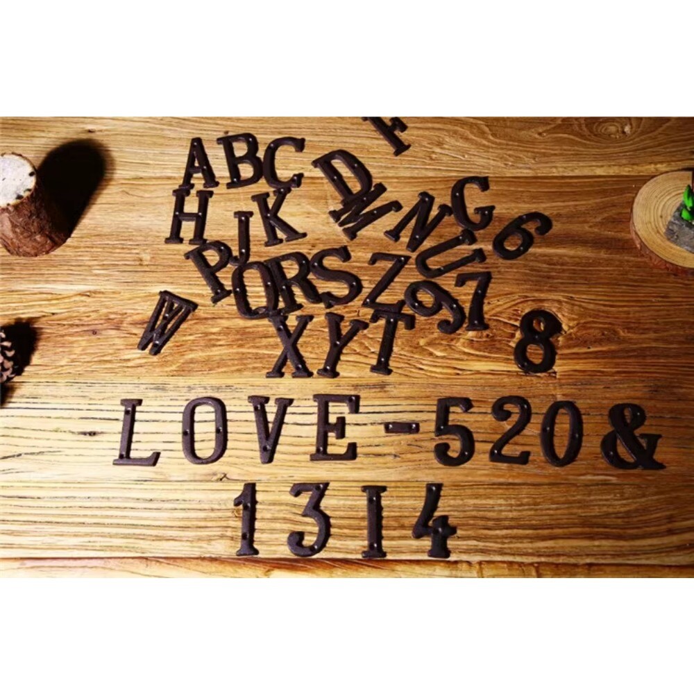Cast Wrought Iron Black Antique Xmas House Door Alphabet Letters and Numbers US