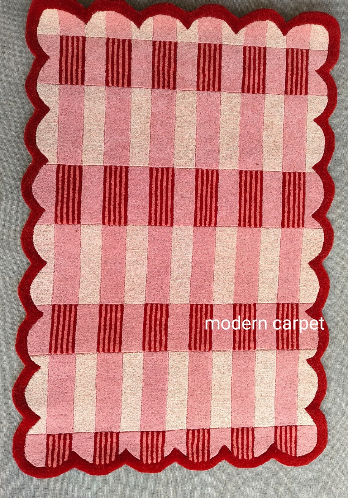 Anthropologie Matilda Goad & Co Light Red Handmade Tufted Woolen Area Rug 8x10ft