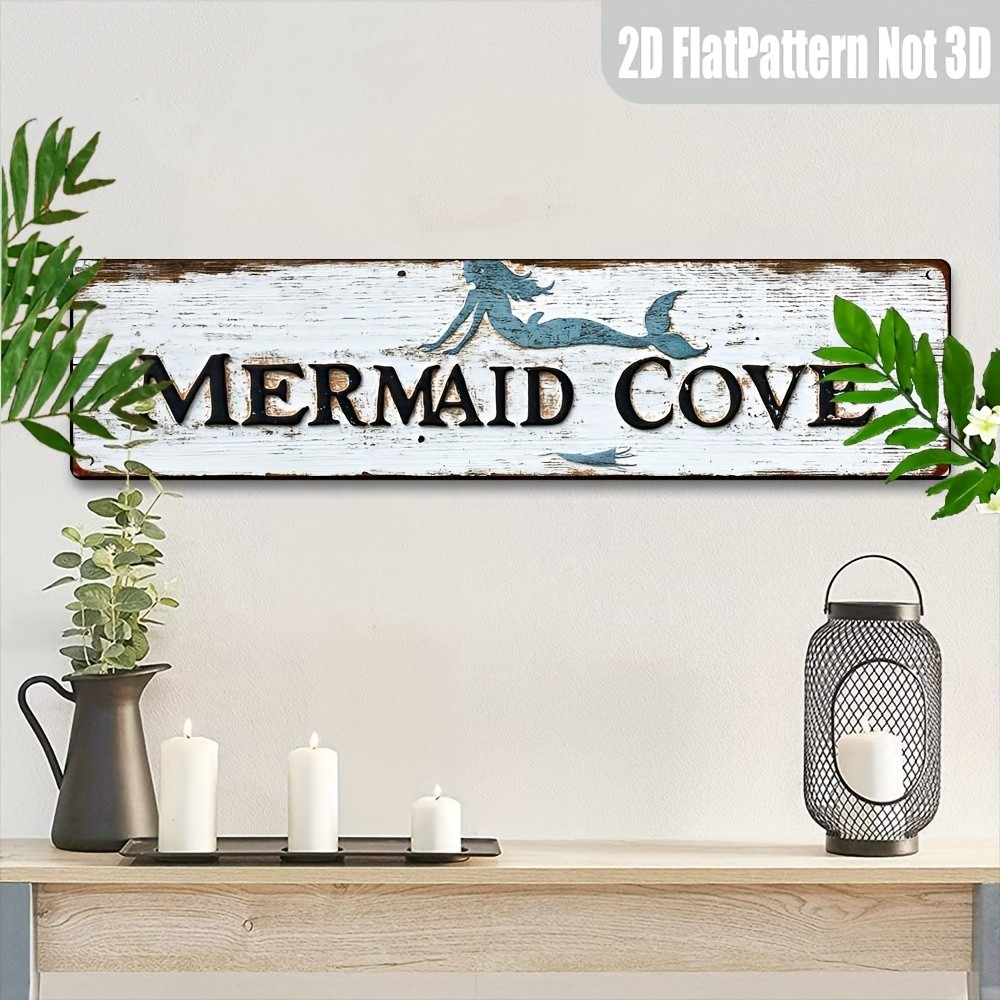 Mermaid Cove Vintage Metal Sign 10x40cm Wall Decor