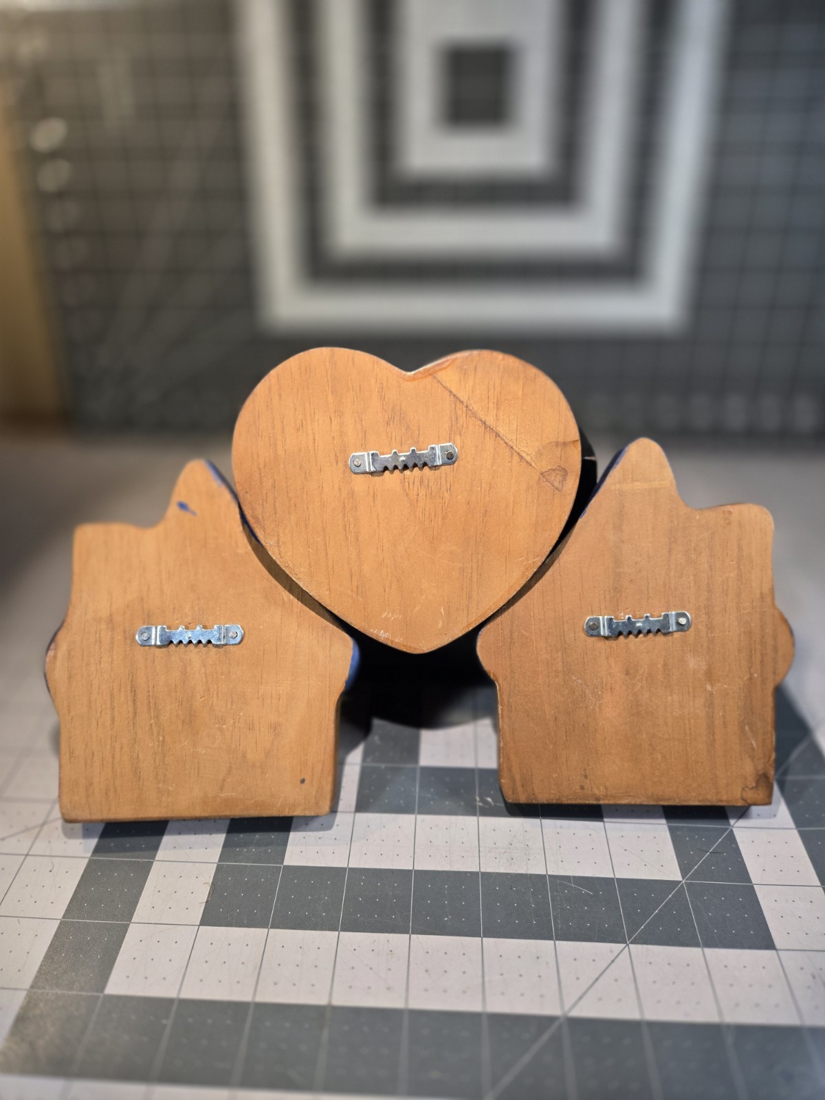 VTG Home Sweet Home 3 Pcs Wooden Wall Decor Houses Heart Rustic Country 1980s