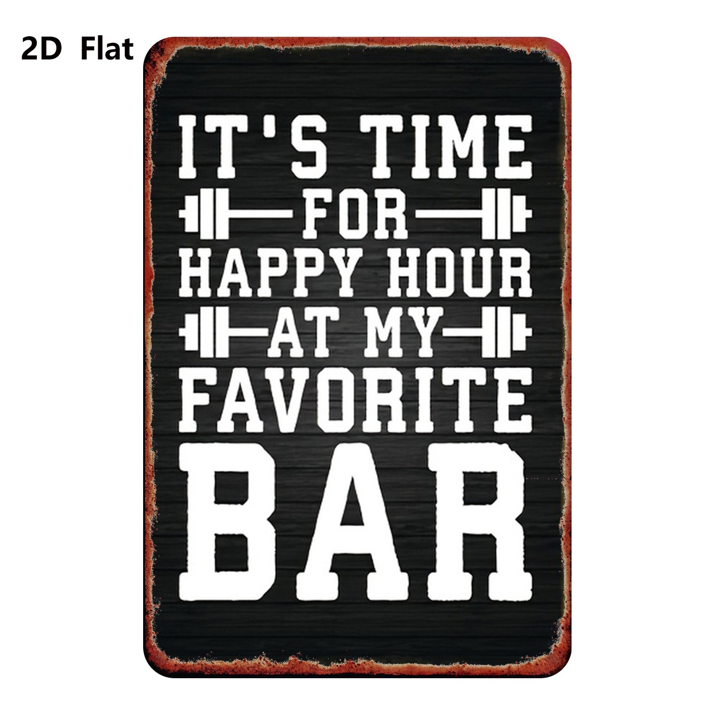 20.32×30.48 cm Metal Sign “Happy Hour Is Here” Rustic Iron Wall Decor