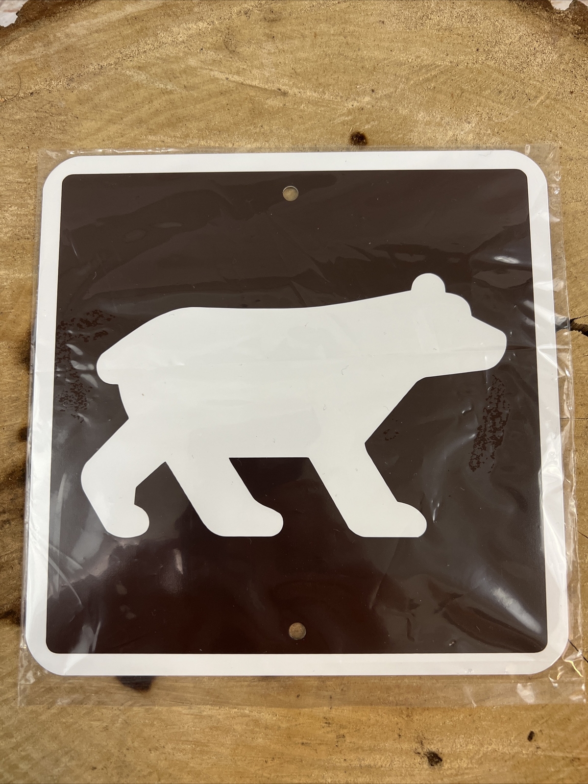 Bear Crossing Metal Parks & Recreation Sign mini 6″x6″ in Brown NEW