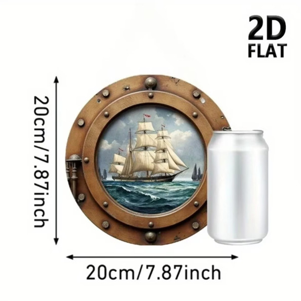 Nautical Porthole Wall Decor Retro Ship Print Sailboat Art For Coastal Home