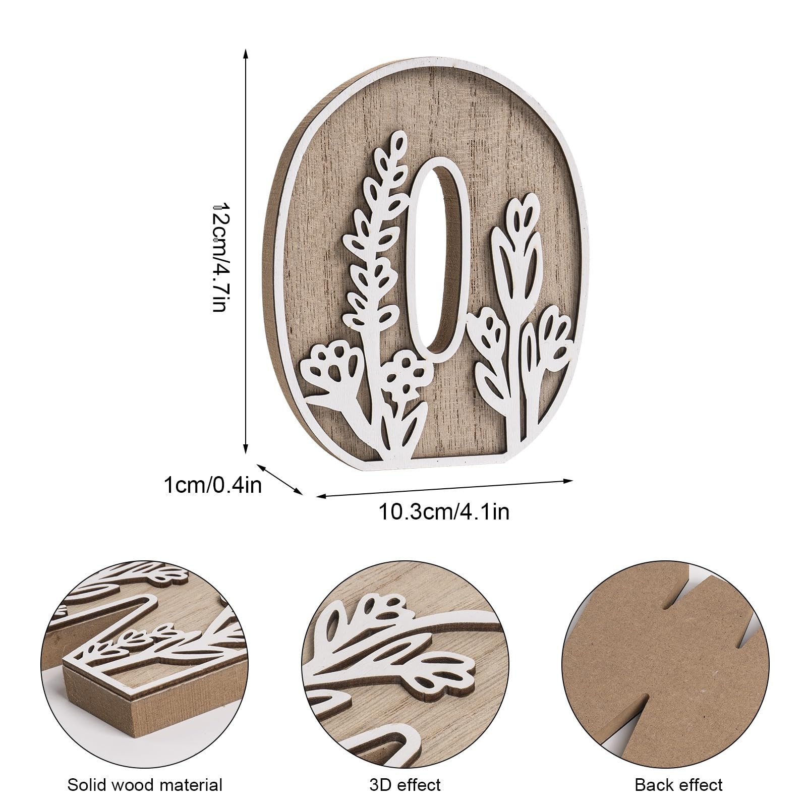 3D Layered Floral Wooden Letters for Wall Decor, 4.9″ Name Sign for Nursery, …