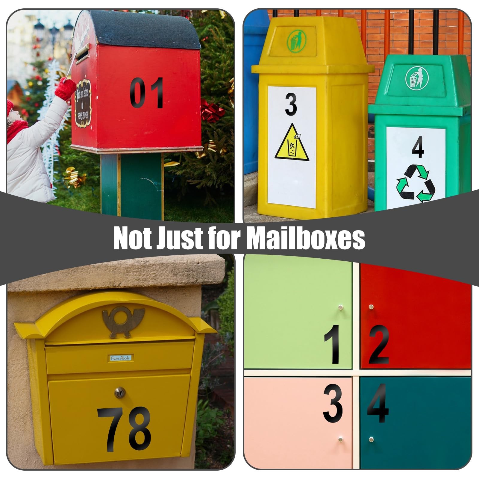 0-9 Reflective Vinyl Mailbox Numbers Stickers for Outside 5 Set Black
