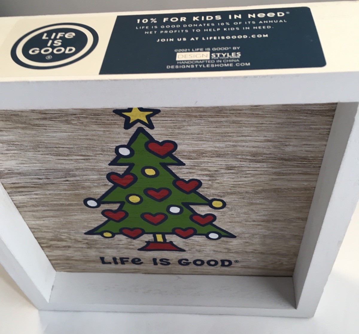 LIFE IS GOOD CHRISTMAS TREE Wood Decor SIGN WALL PLAQUE 8” NEW