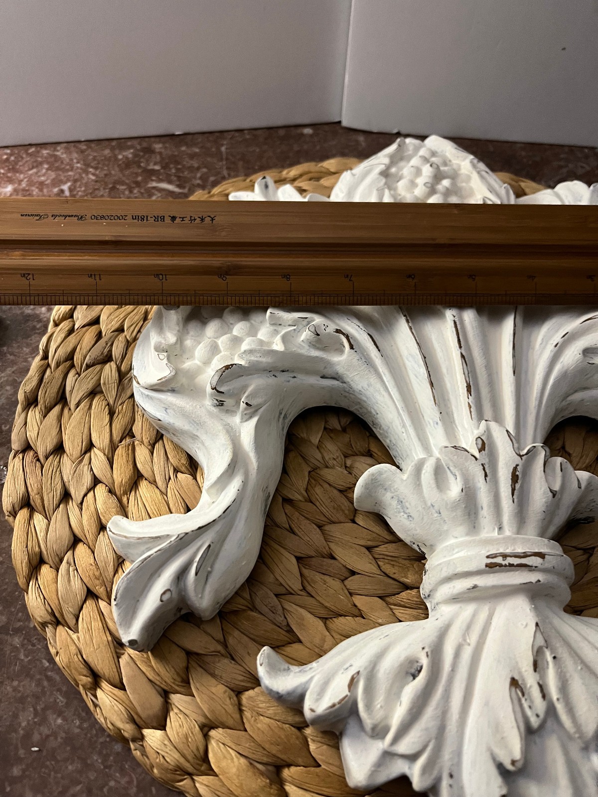 Fleur DeLis Wall Plaque for French Decor Shabby White Color Distressed