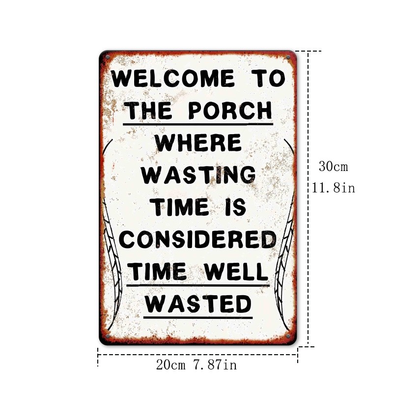 Vintage Iron Porch Sign, 8×12″ Metal Tin Wall Plaque – Rustic Home Decor