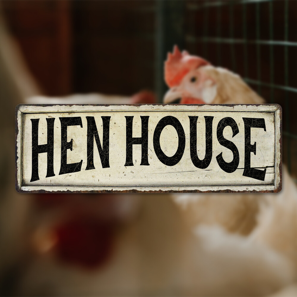 HEN HOUSE Farmhouse Style Wood Look Sign Gift Metal Decor 106180028193