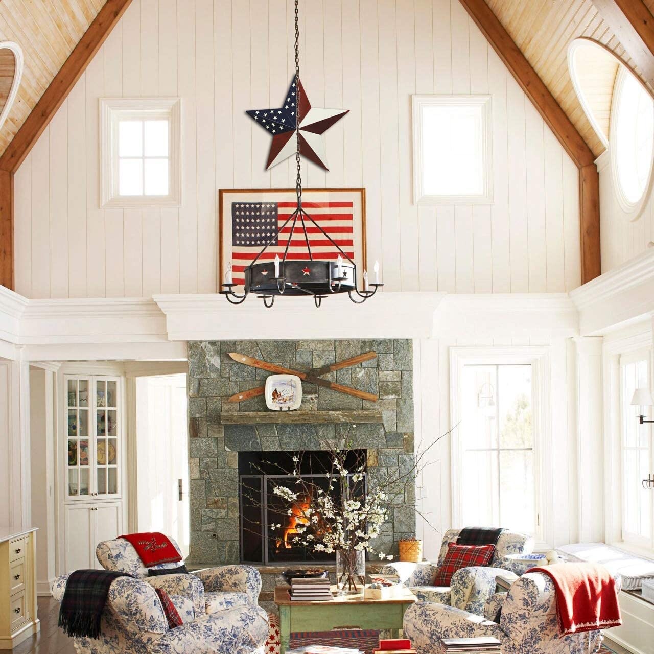 American Barn Star Metal Patriotic Old Glory USA Flag Barn Star Wall Decoration