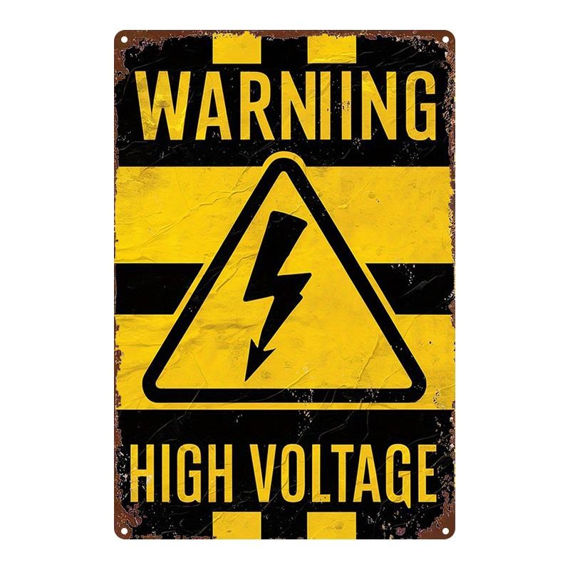 Metal Warning Sign High Voltage 8×12 Inches Black Yellow