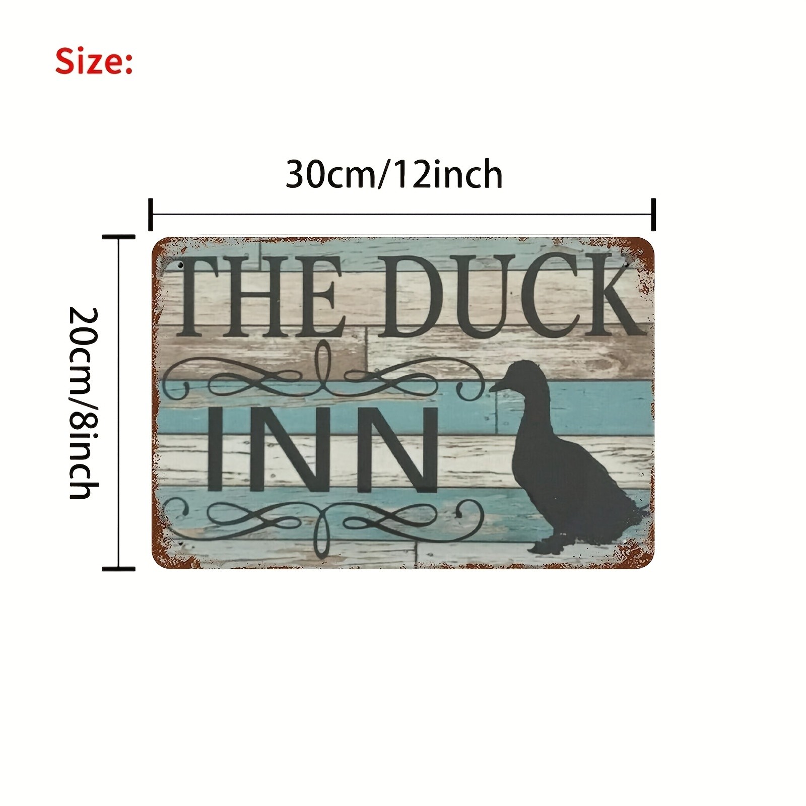 Vintage Duck Inn Metal Sign Blue White 8X12 Rustic